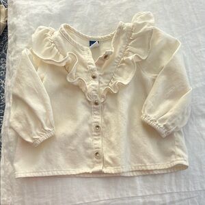 Old Navy Cream Ruffled Kids Shirt